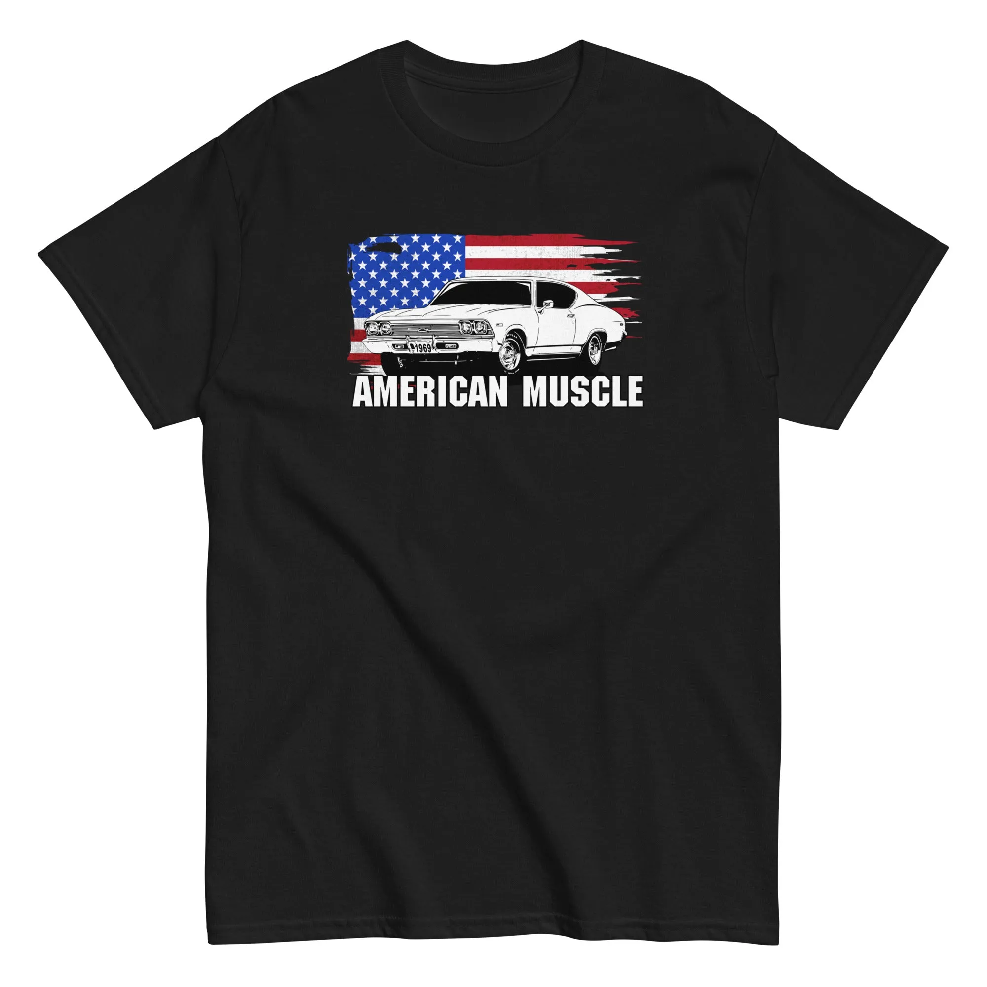 1969 Chevelle American Muscle T-Shirt with American Flag