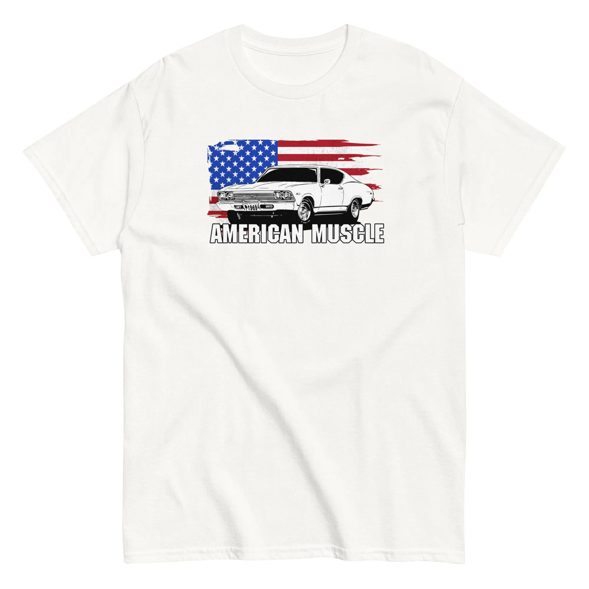 1969 Chevelle American Muscle T-Shirt with American Flag