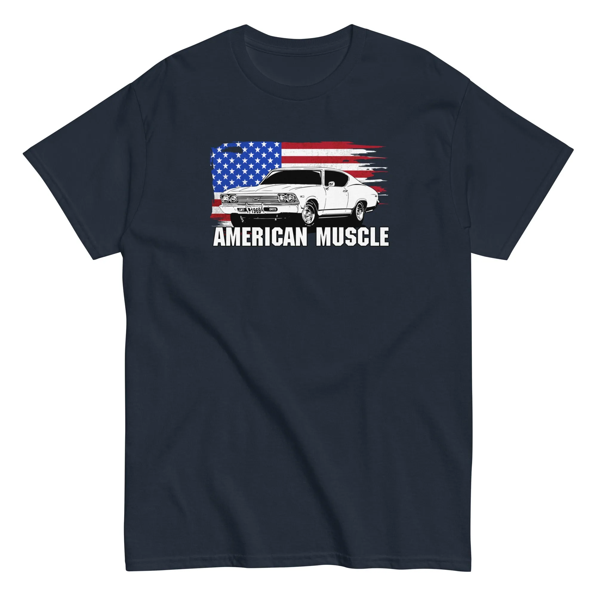 1969 Chevelle American Muscle T-Shirt with American Flag