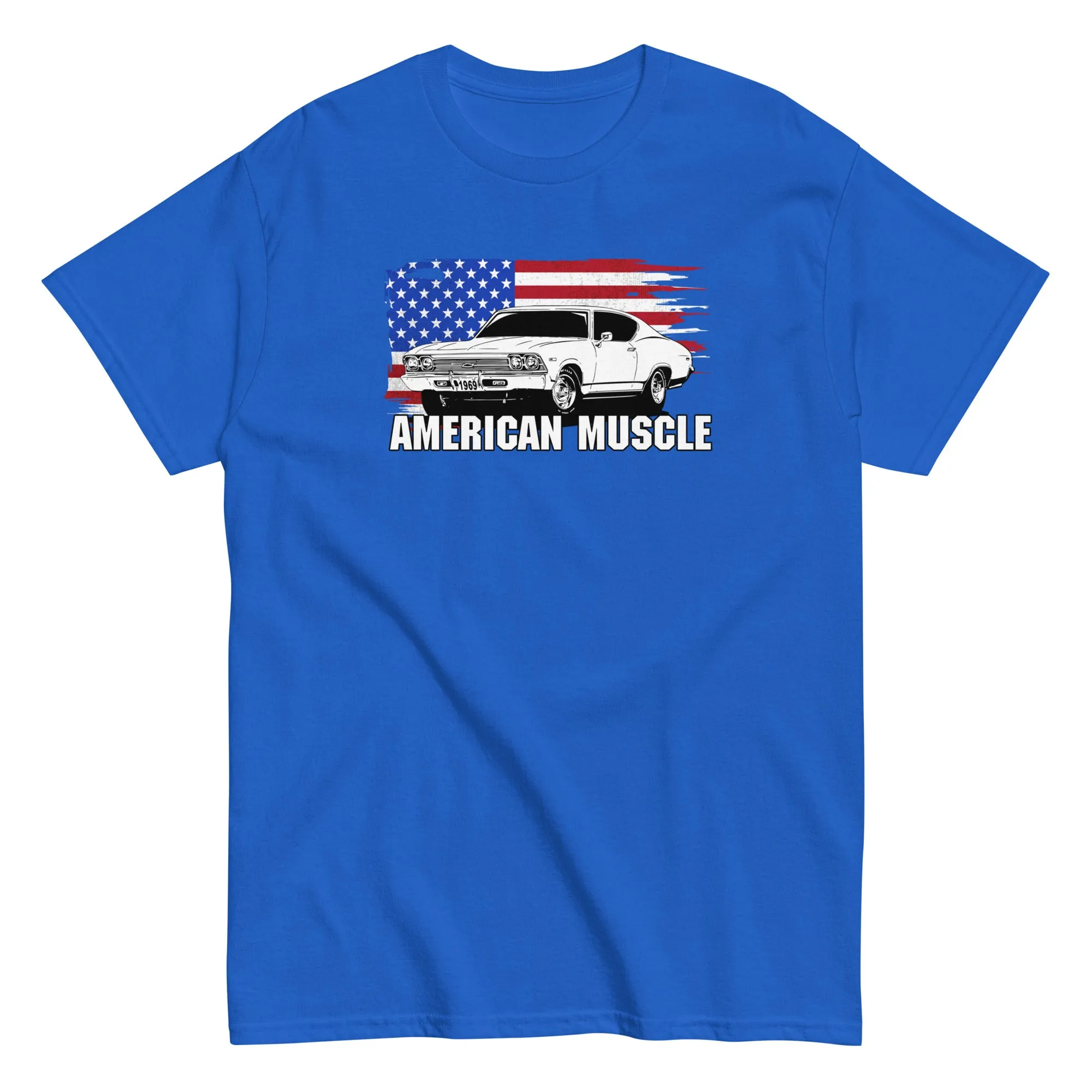 1969 Chevelle American Muscle T-Shirt with American Flag