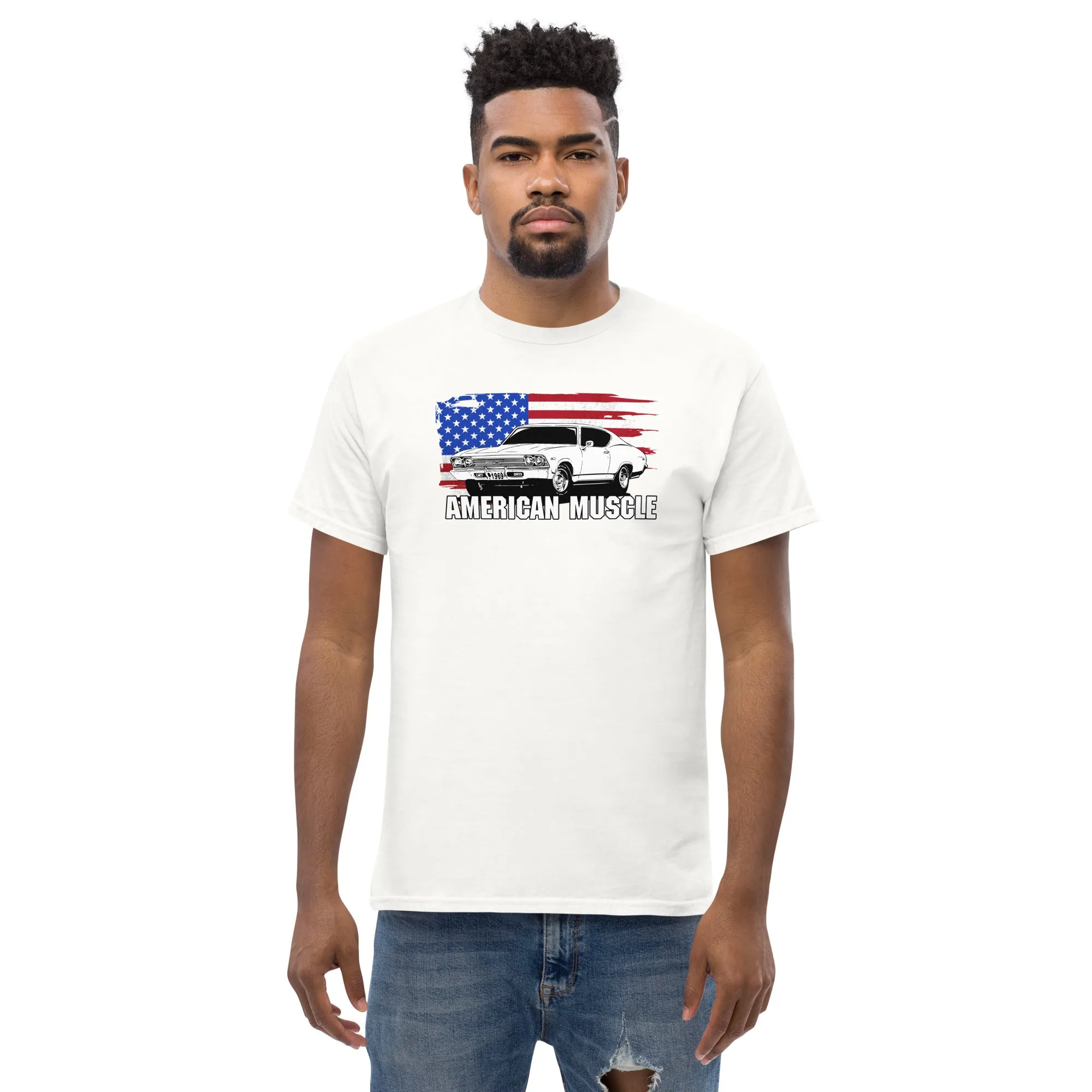 1969 Chevelle American Muscle T-Shirt with American Flag