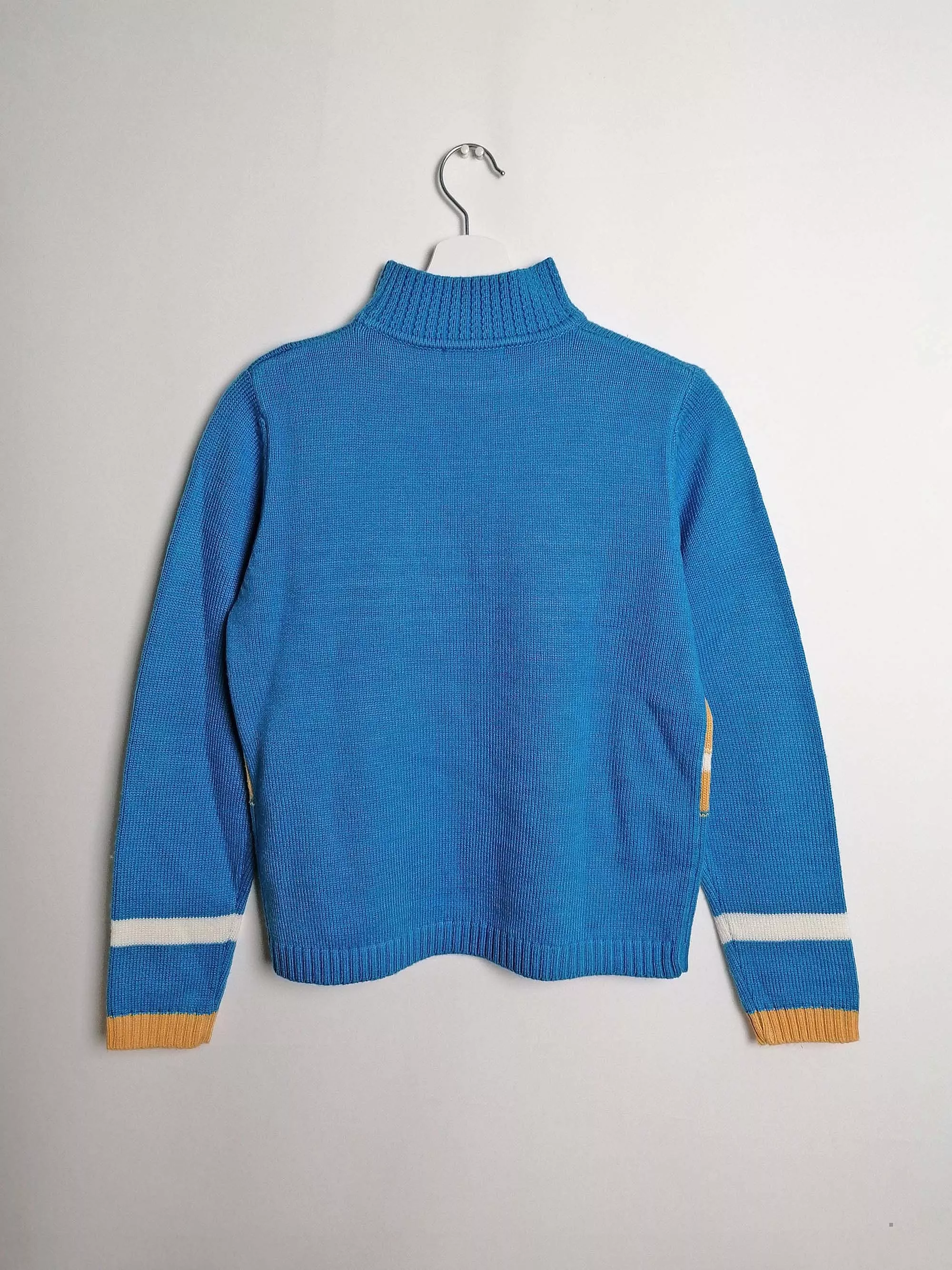 90's Striped Wool Knit Sweater - High Neck, Vintage Style