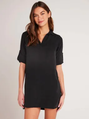 A-Line Long Sleeve Shirt Dress in Vintage Black