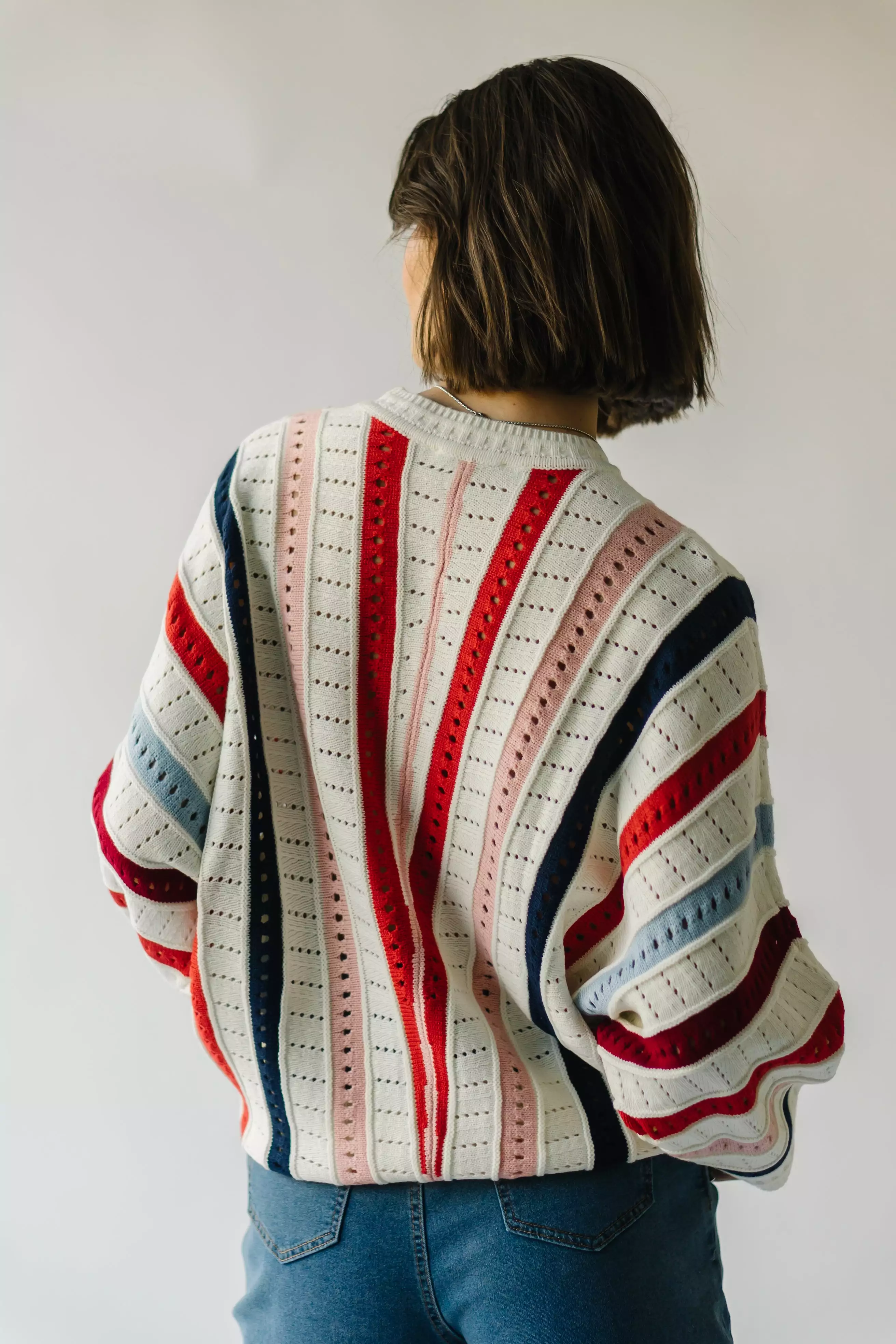 Addie Knit Striped Sweater Ivory Multi