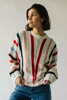 Addie Knit Striped Sweater Ivory Multi