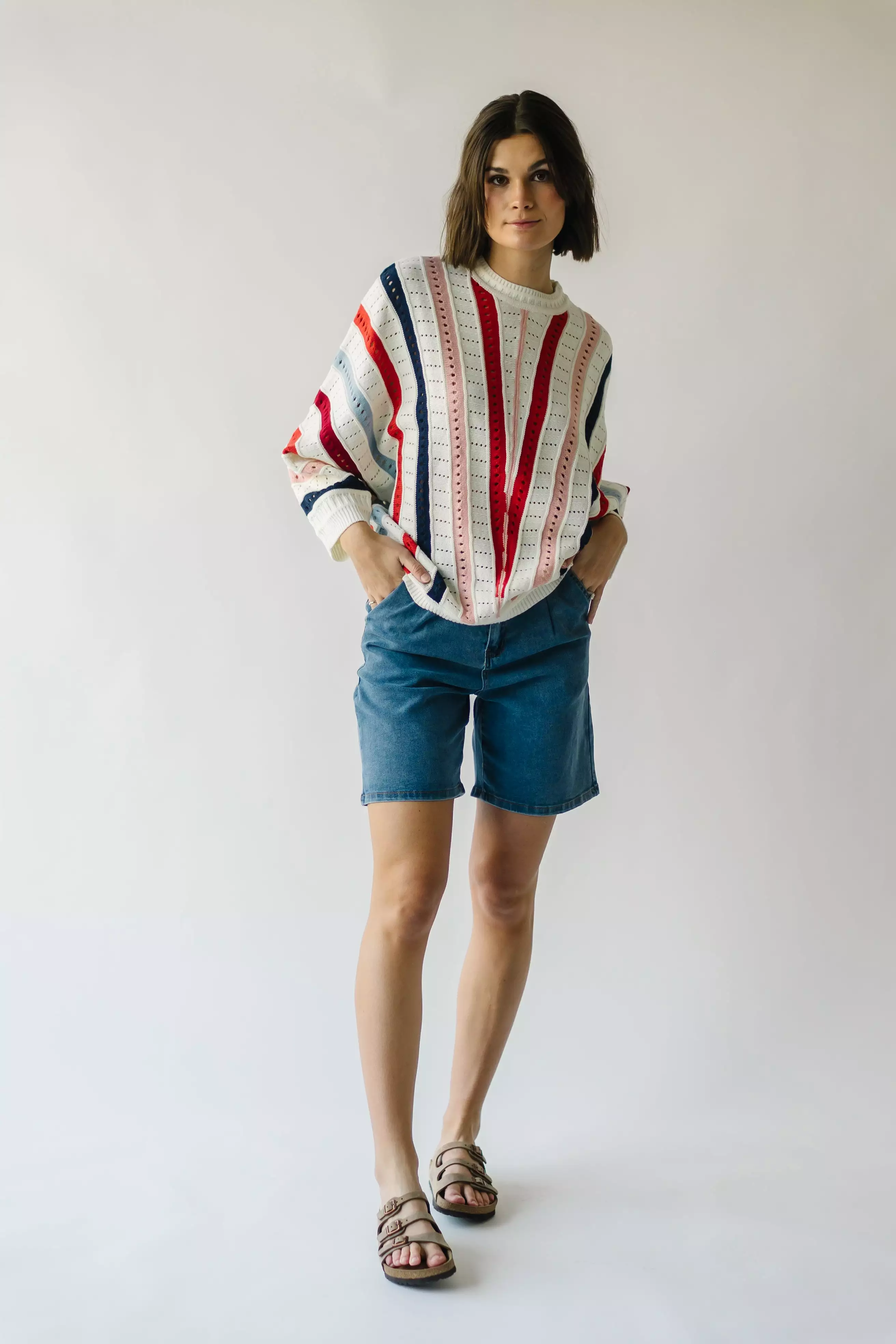 Addie Knit Striped Sweater Ivory Multi