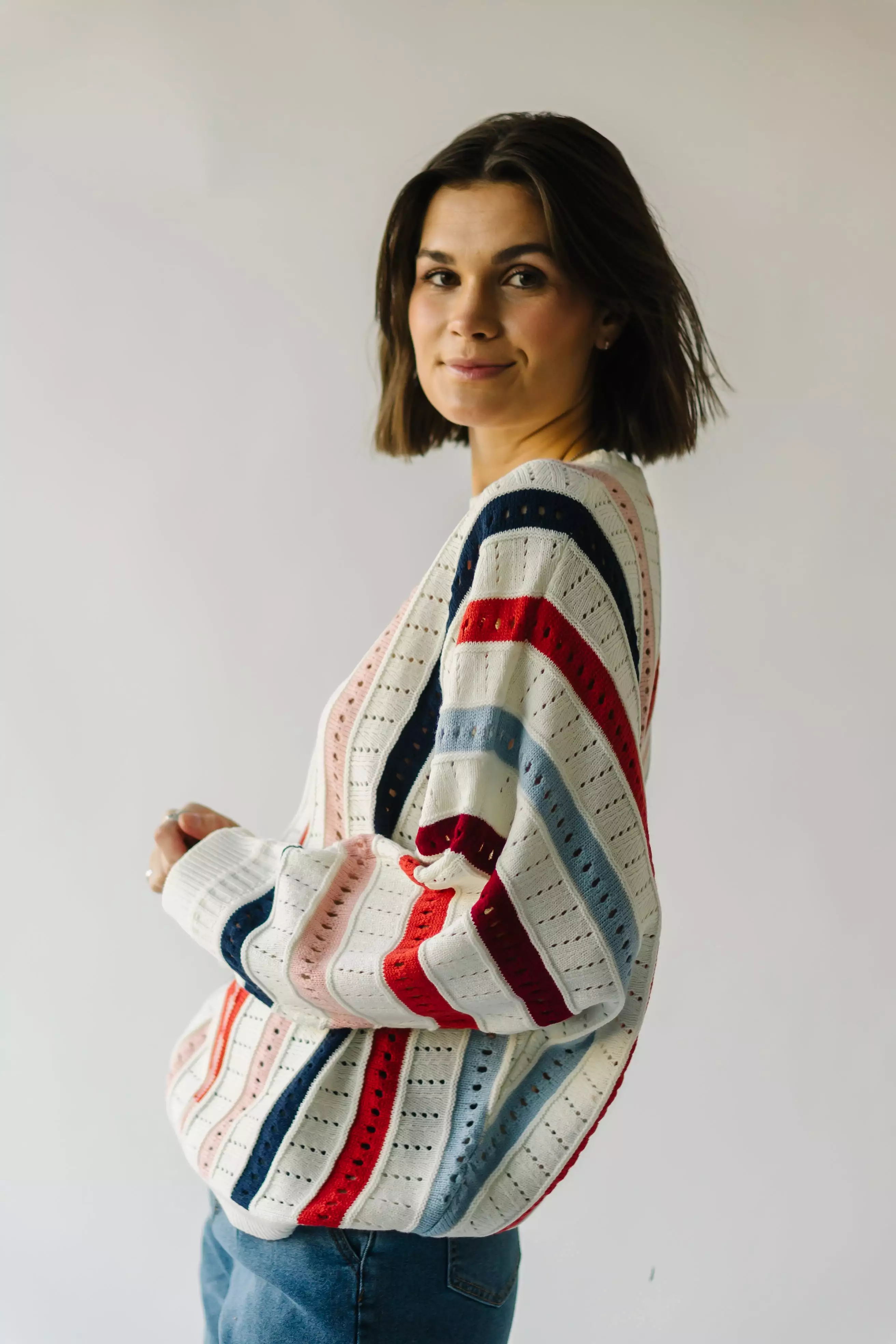 Addie Knit Striped Sweater Ivory Multi