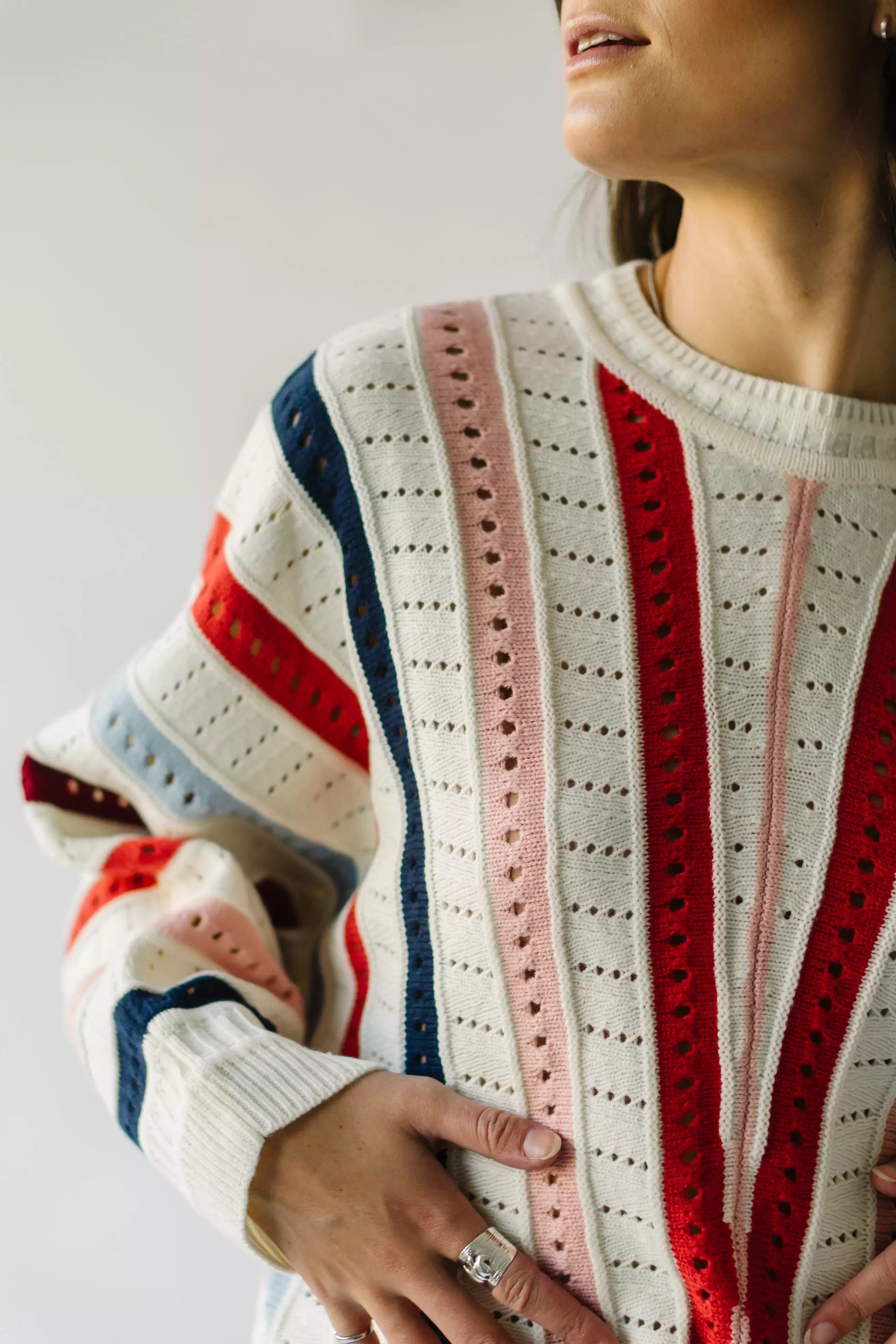 Addie Knit Striped Sweater Ivory Multi