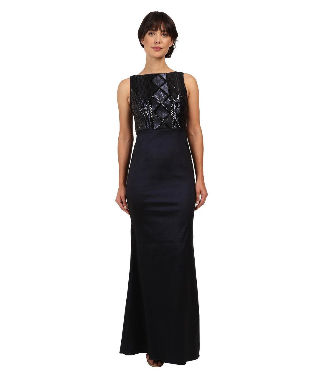 Adrianna Papell Bateau Neck Sequin Long Dress AP1E200234