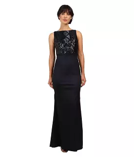 Adrianna Papell Bateau Neck Sequin Long Dress AP1E200234