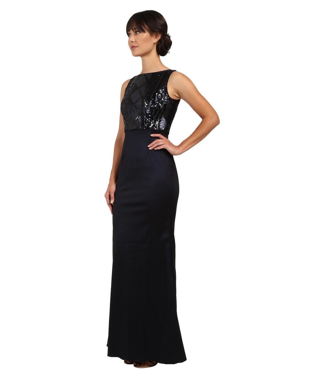 Adrianna Papell Bateau Neck Sequin Long Dress AP1E200234