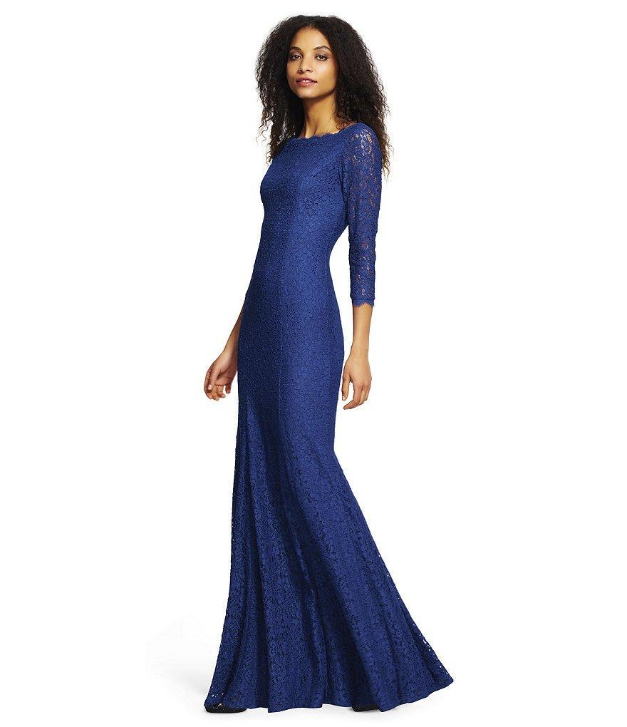 Adrianna Papell - Lace Long Dress with Long Sleeves 91879130.