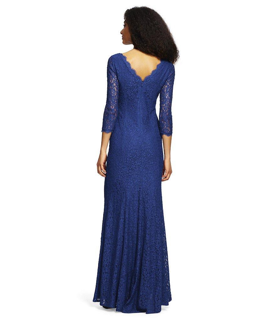 Adrianna Papell - Lace Long Dress with Long Sleeves 91879130.