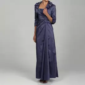 Adrianna Papell Long Satin Dress, Ruffle Neck Bolero | Style 81848880