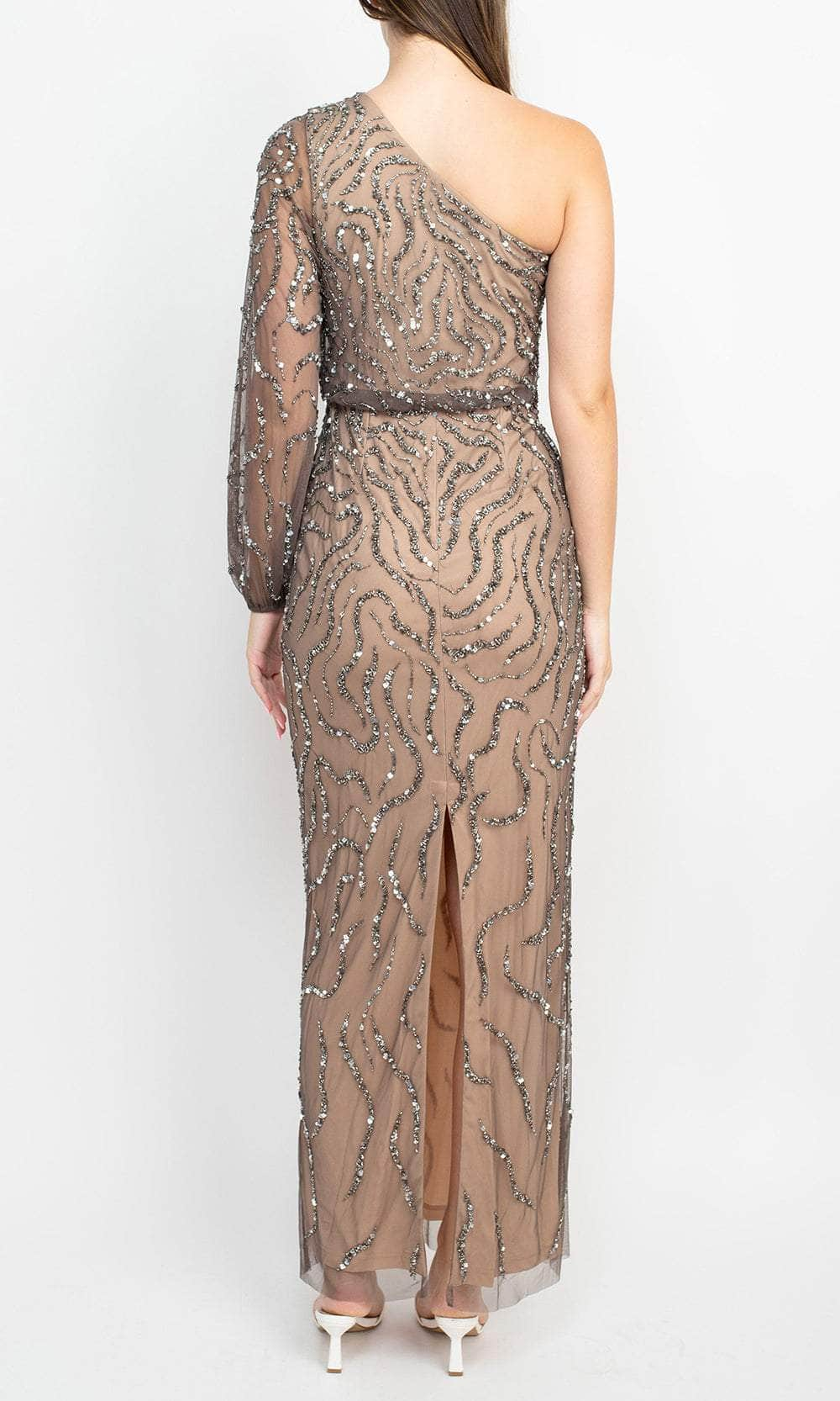 Adrianna Papell One Shoulder Beaded Evening Dress