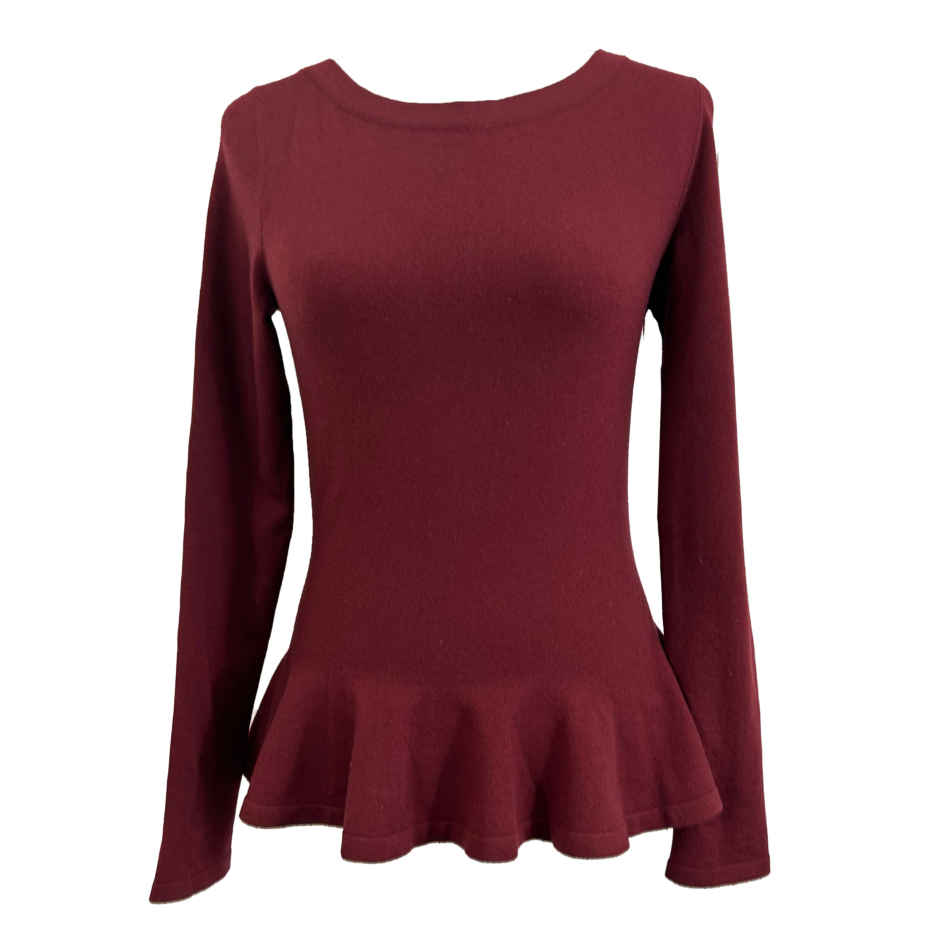 Alaia Merlot Wool Mix Knit Peplum Sweater XS/S - $1220