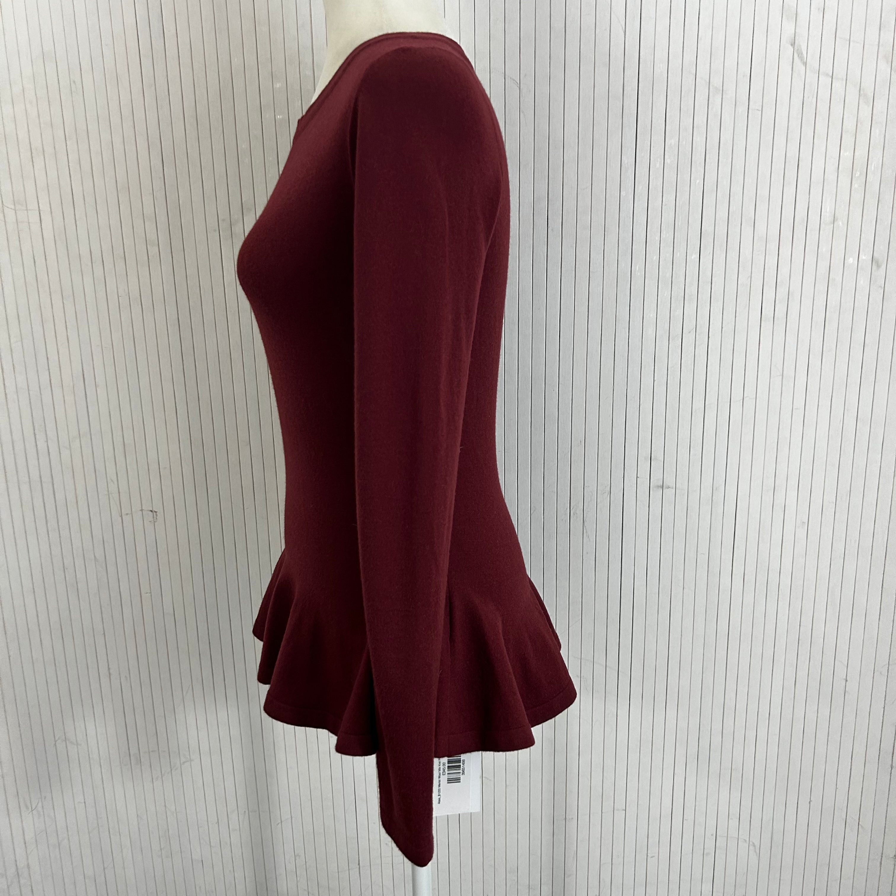 Alaia Merlot Wool Mix Knit Peplum Sweater XS/S - $1220