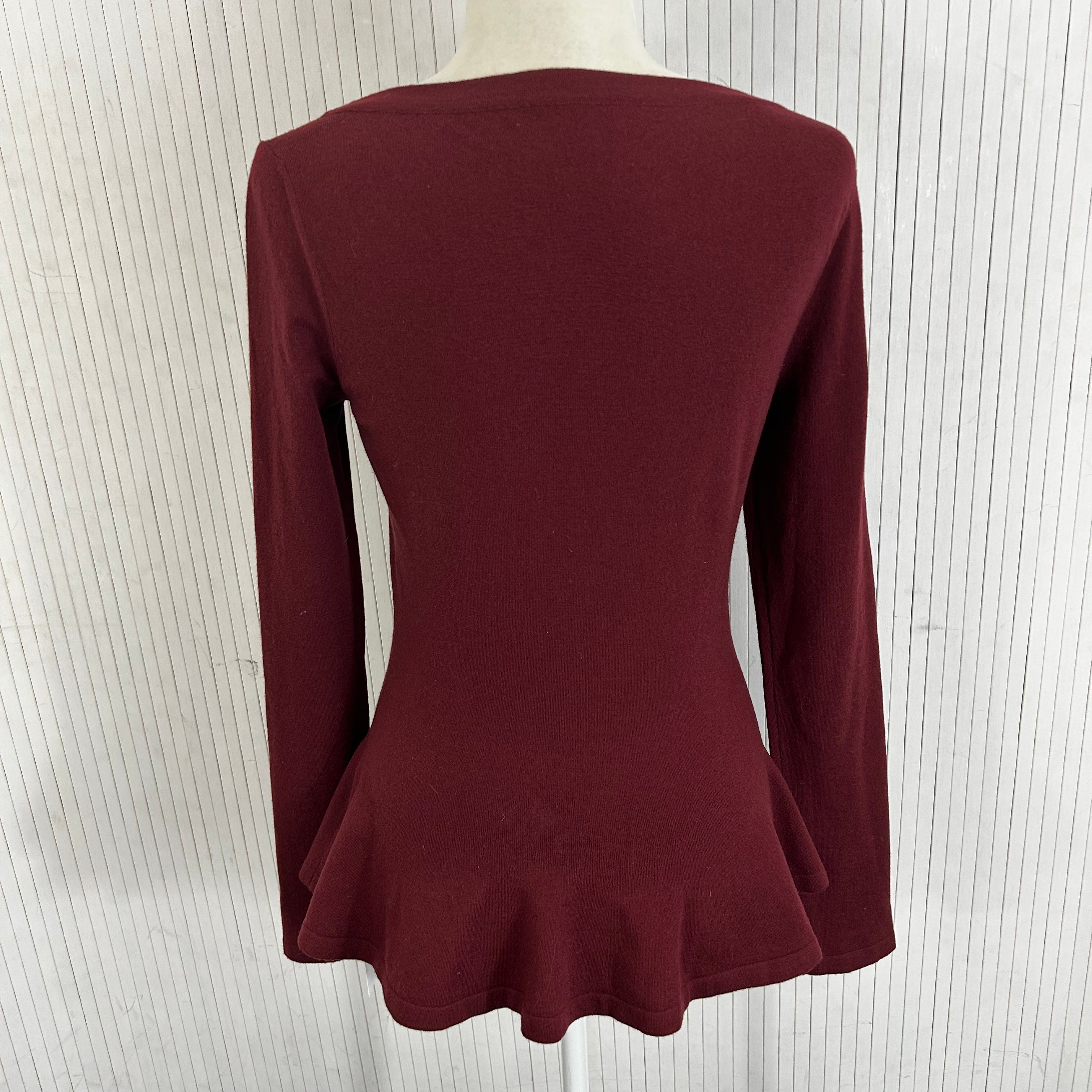 Alaia Merlot Wool Mix Knit Peplum Sweater XS/S - $1220