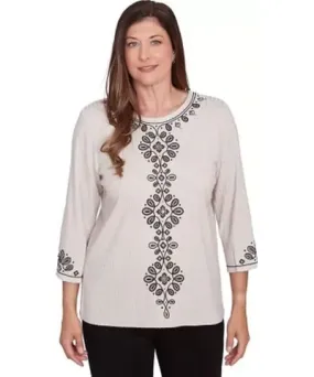 Alfred Dunner Romancing The Stone Medallion Center Sweater for Petite Women