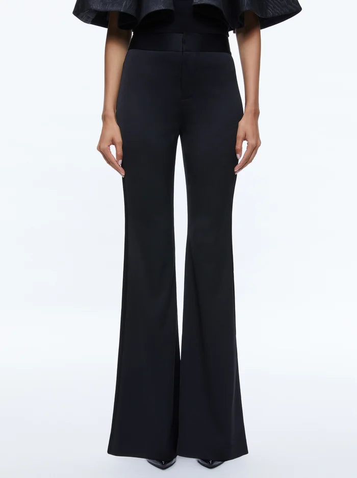 Alice + Olivia Deanna Boot Side Stripe Pant Black