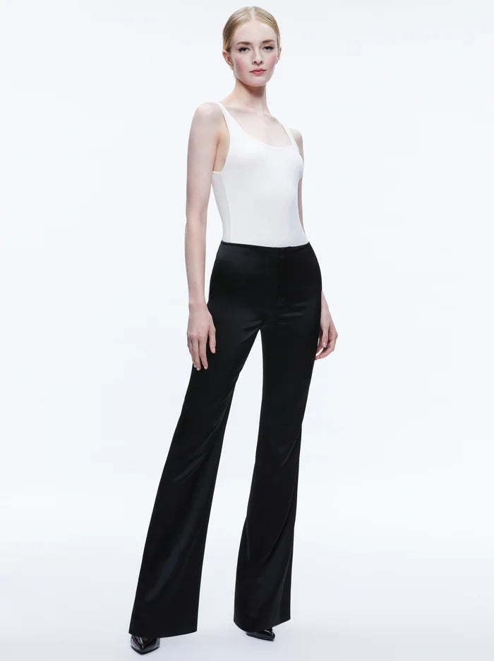 Alice + Olivia Teeny Satin Bootcut Pant Black