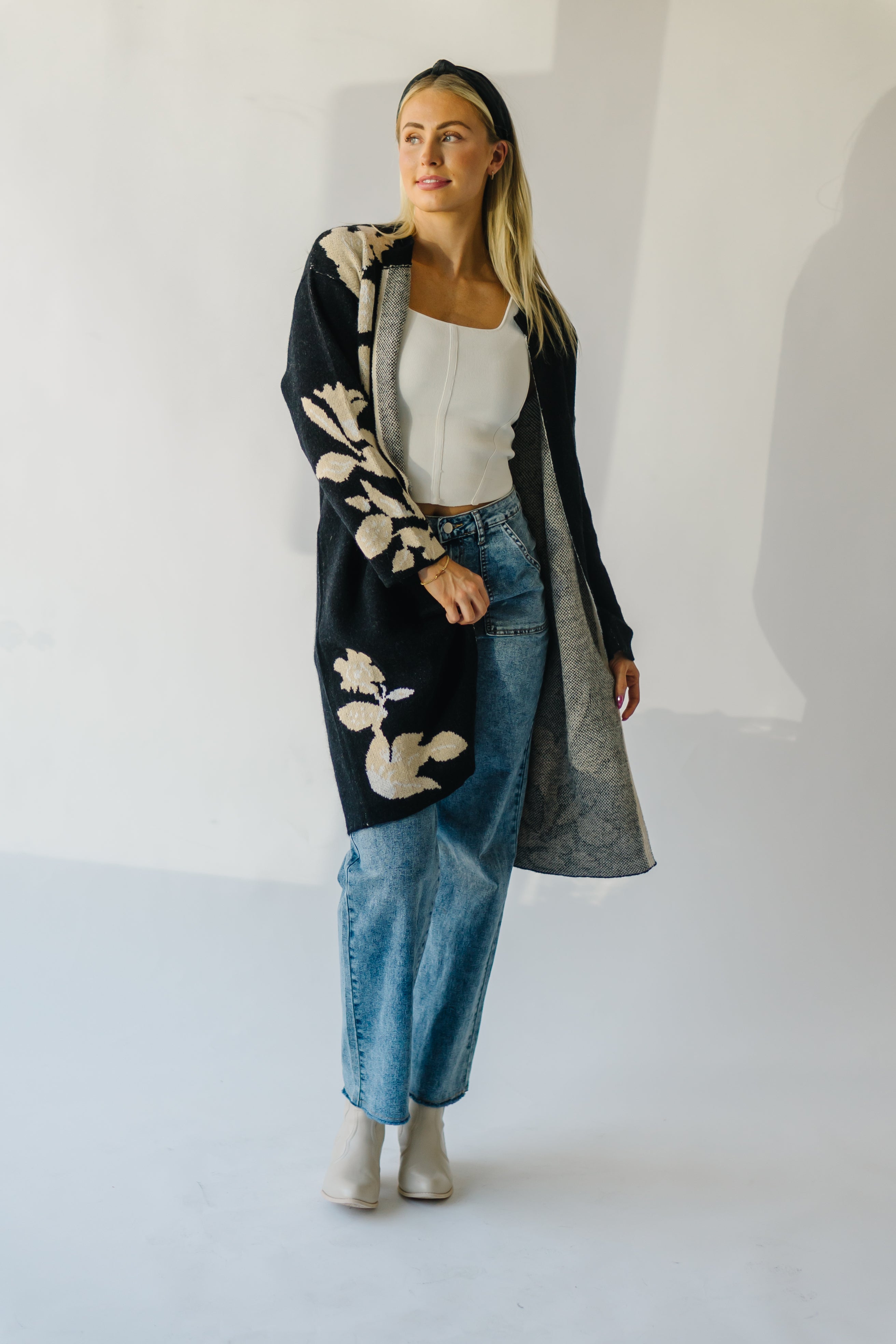 Alleman Floral Cardigan - Black