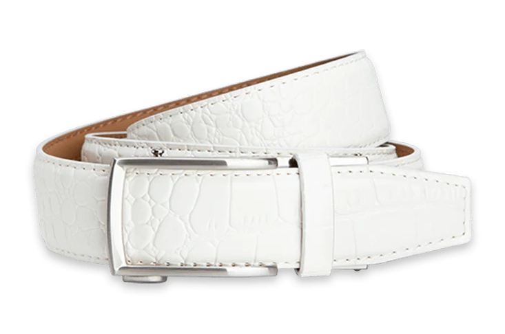 Alligator White Dress Belt, 1 3/8 Inch Strap