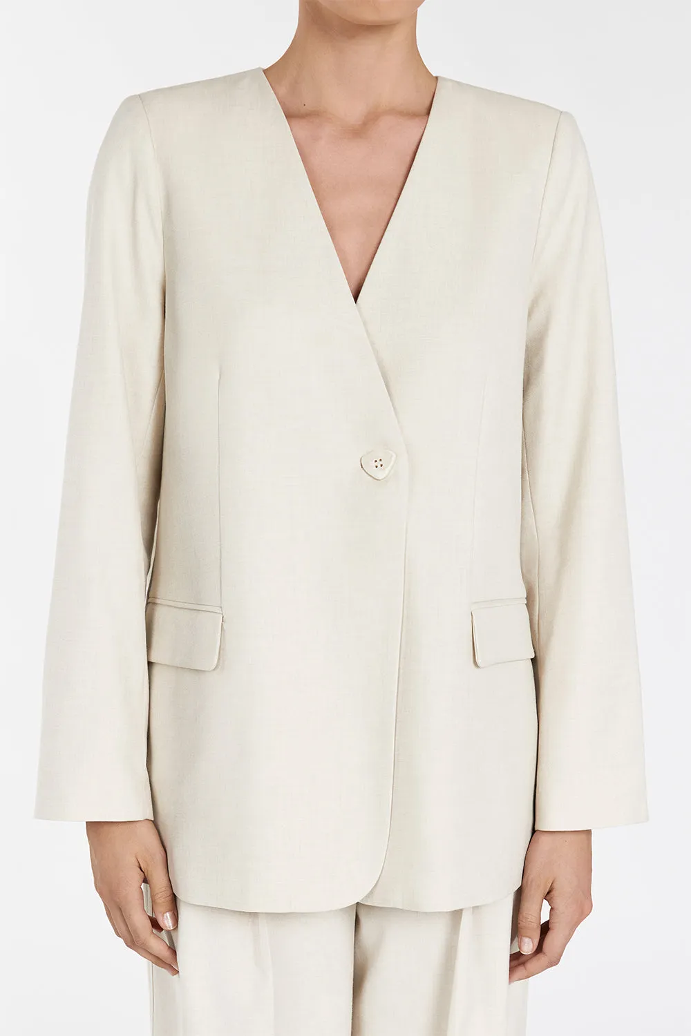 AMSTERDAM SAND COLLARLESS BLAZER