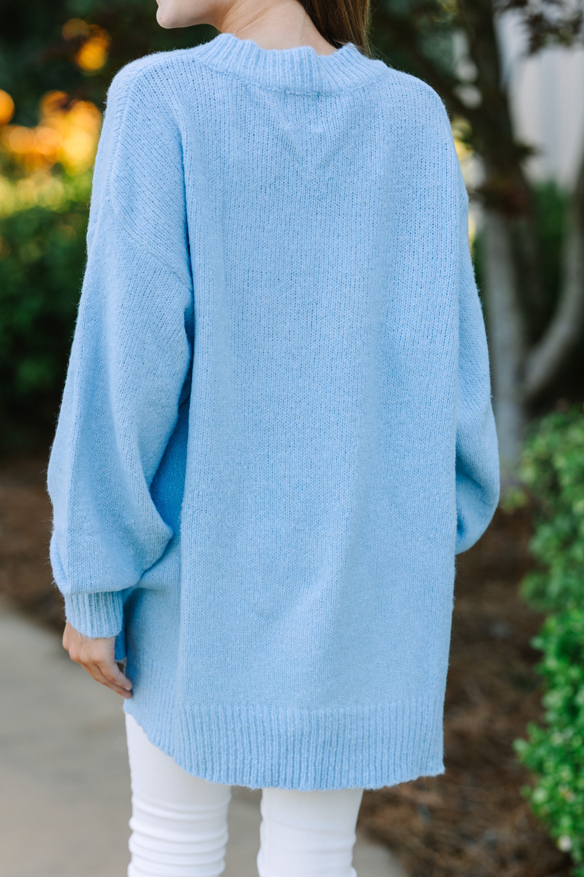 As It Happens Light Blue Bubble Sleeve Sweater for Girls