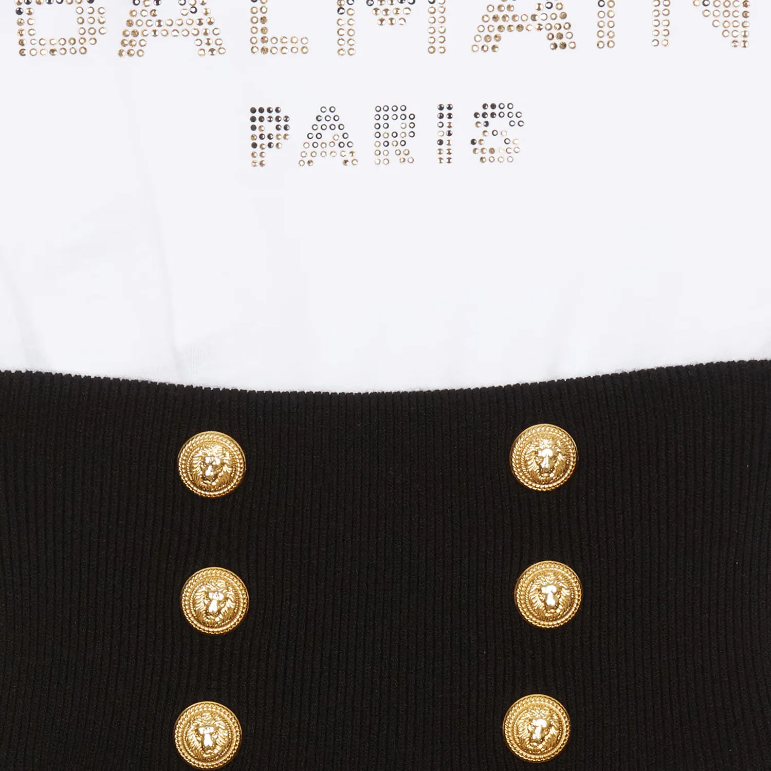 Balmain Black White Dress With Rhinestone Logo