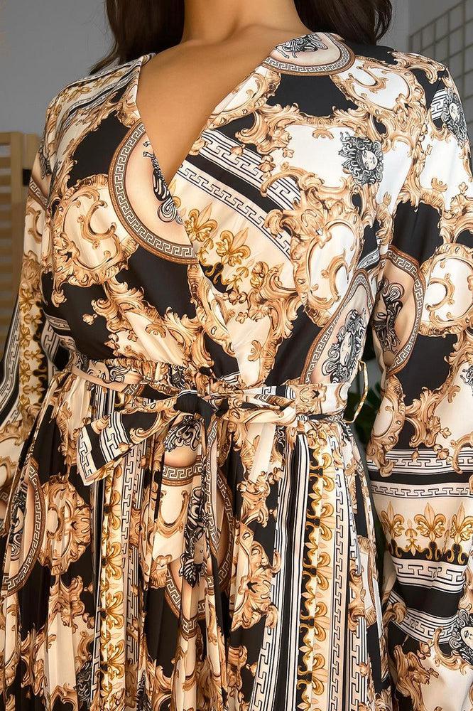 Baroque Print Wrap Dress