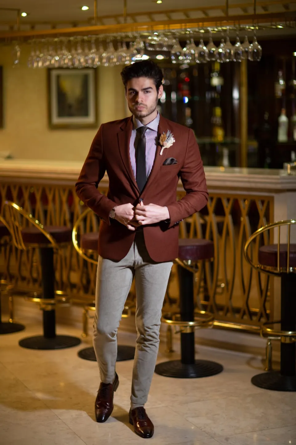 Belka Brown Slim-Fit Blazer