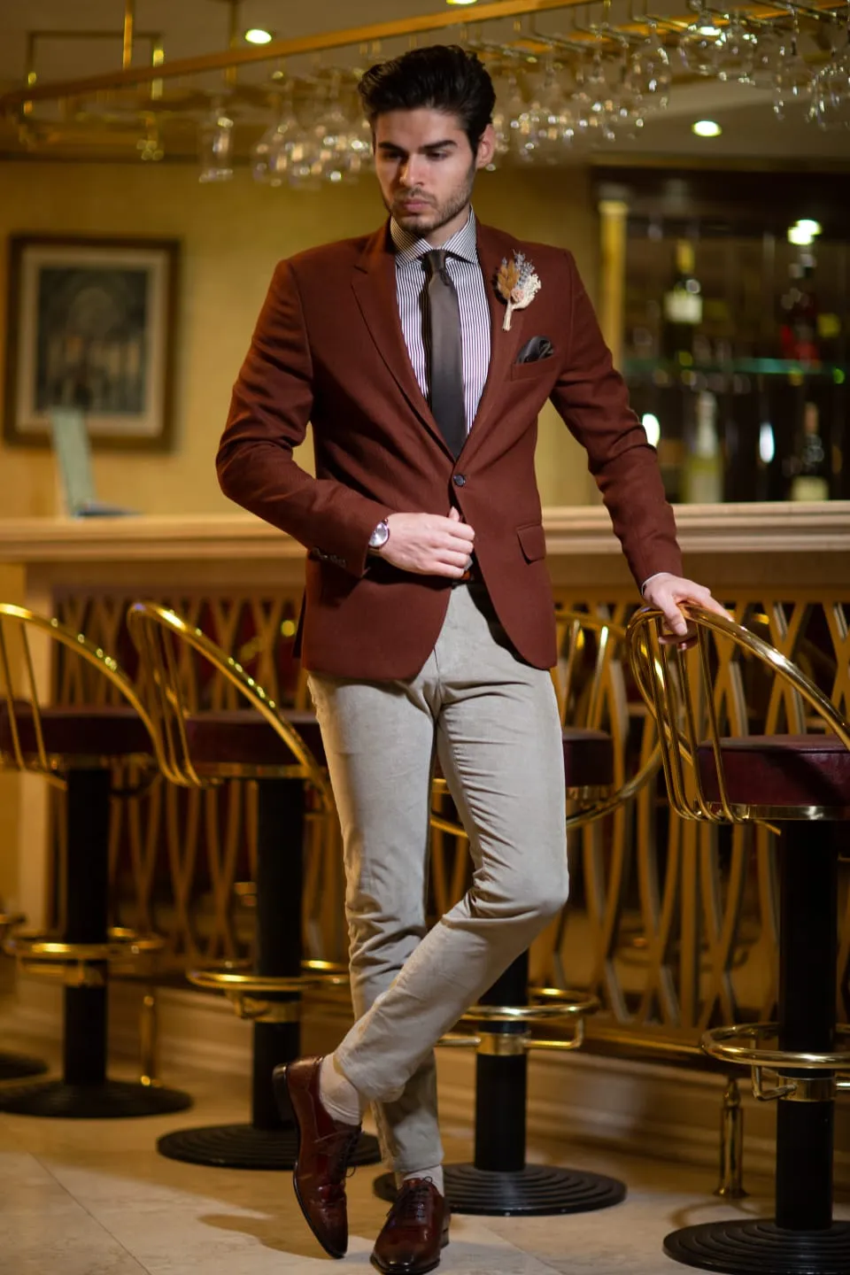 Belka Brown Slim-Fit Blazer