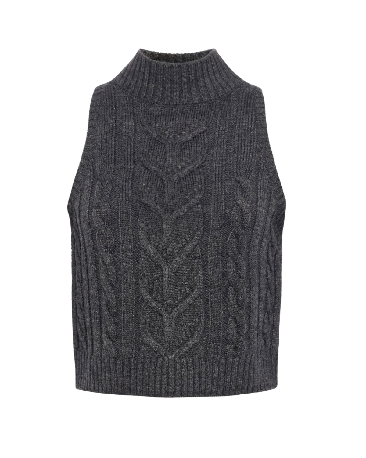 Bellini Sleeveless Turtleneck Sweater, Charcoal