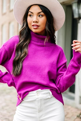 Best Orchid Purple Turtleneck Sweater