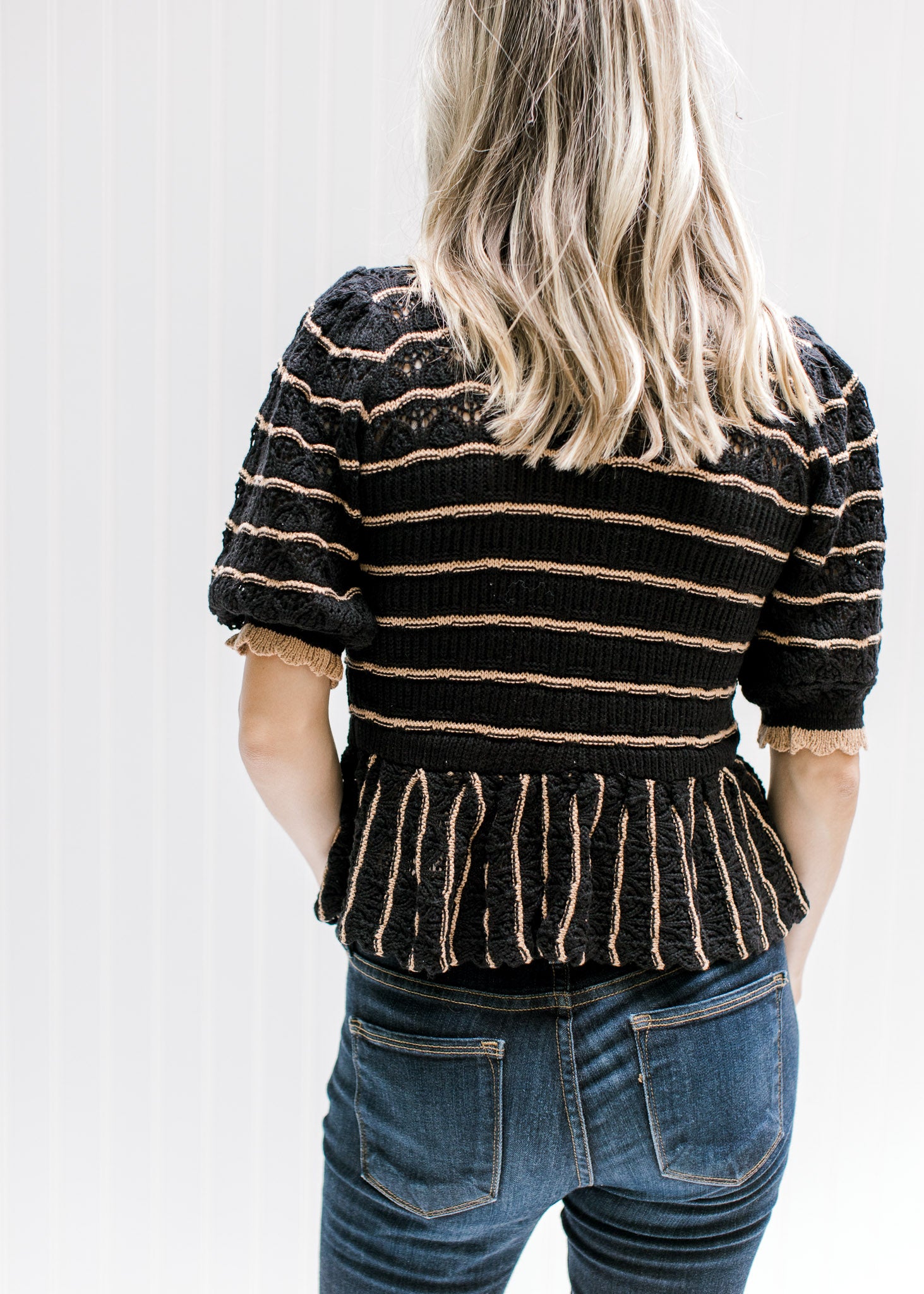 Black and Rust Short Sleeve Sweater