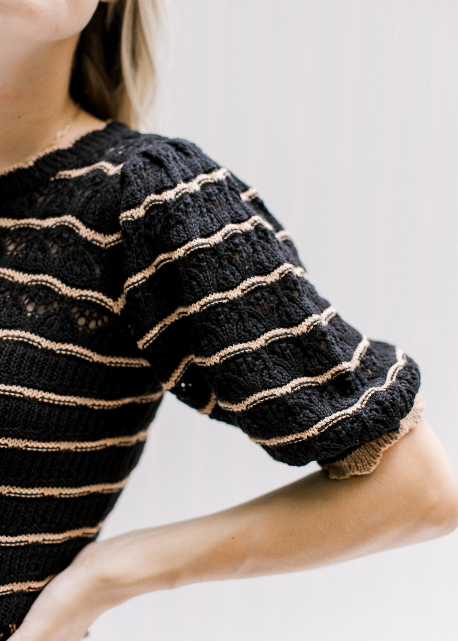 Black and Rust Short Sleeve Sweater