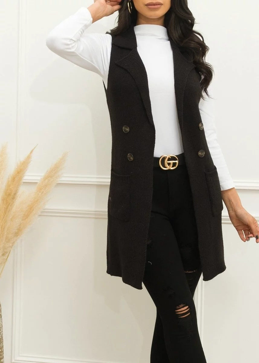 Black Cardigan Vest - Handle It