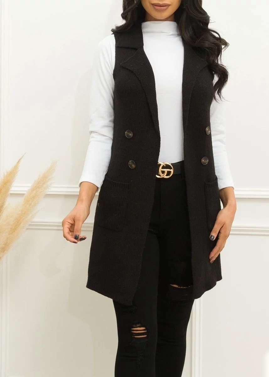 Black Cardigan Vest - Handle It