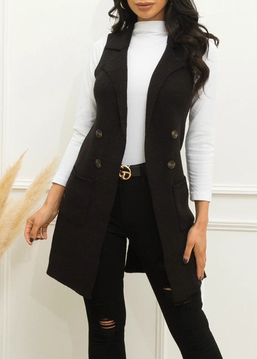 Black Cardigan Vest - Handle It