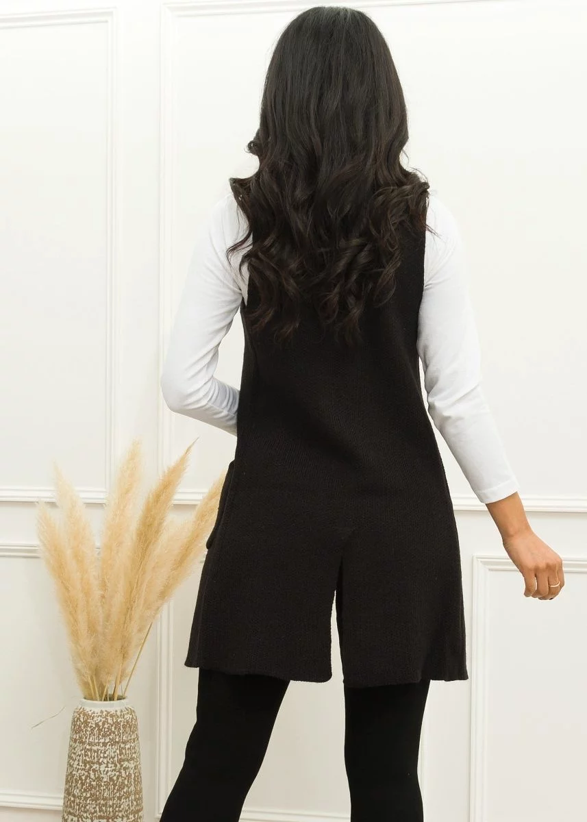 Black Cardigan Vest - Handle It