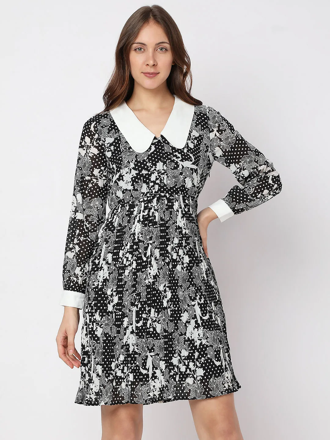 Floral Print Black Shift Dress