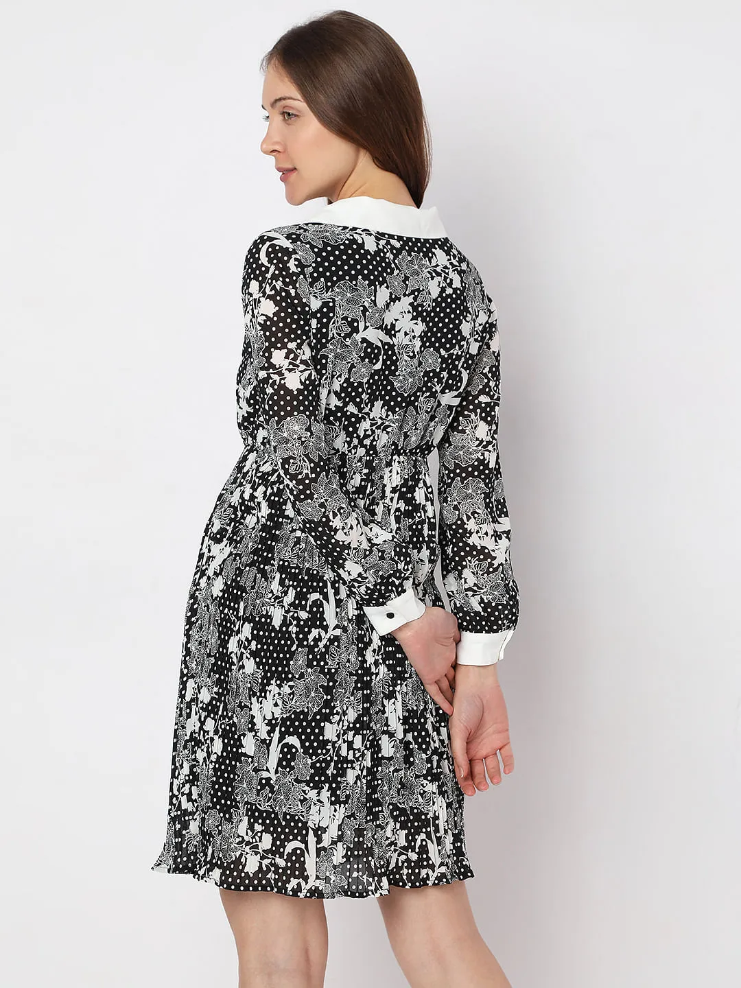 Floral Print Black Shift Dress