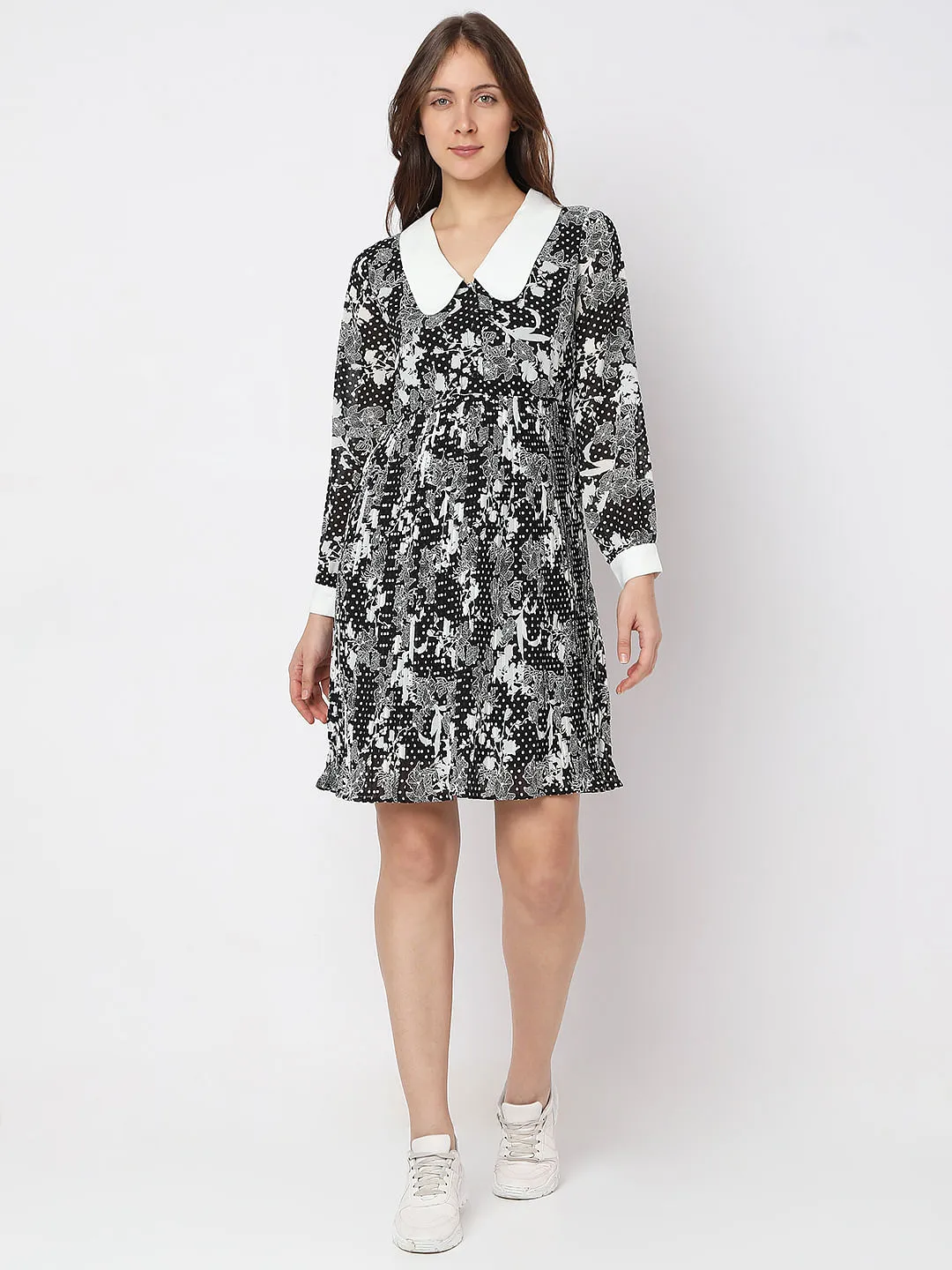 Floral Print Black Shift Dress