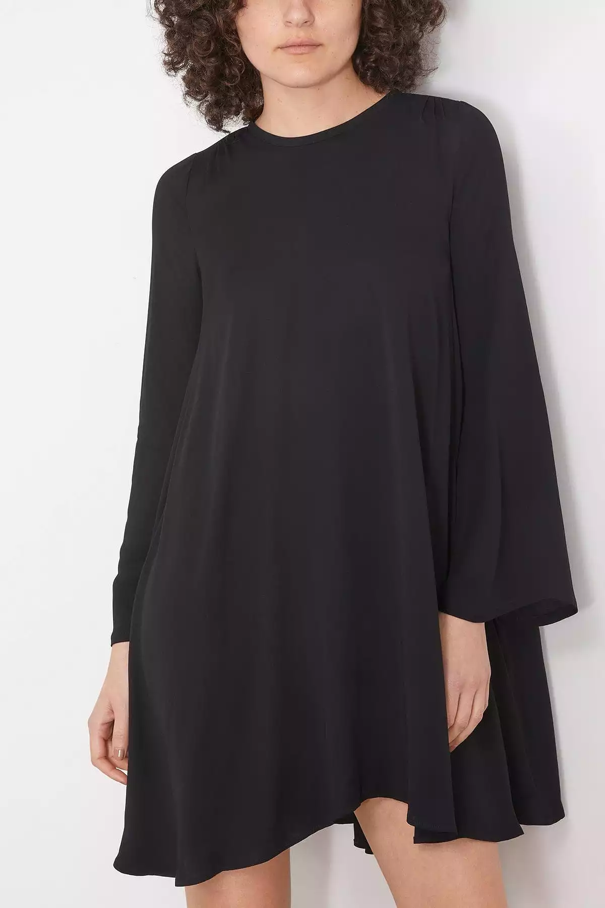 Black Georgette Maxi Dress with Long Sleeves