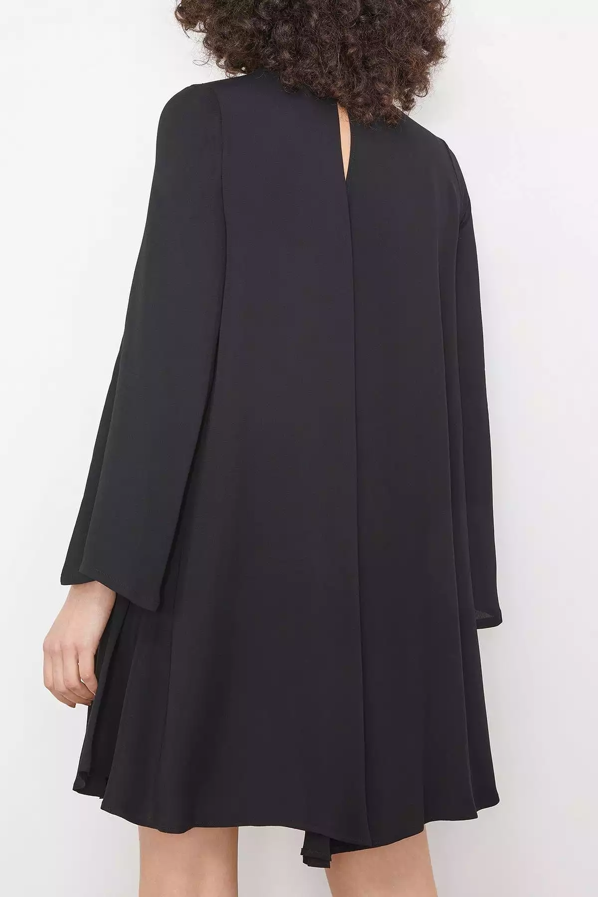 Black Georgette Maxi Dress with Long Sleeves