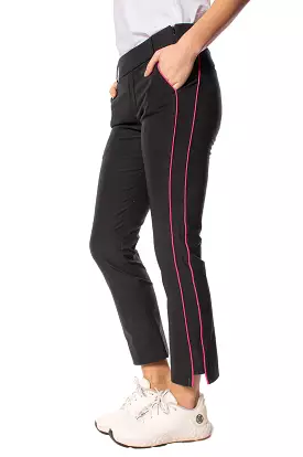 Black Hot Pink Stretch Ankle Pant