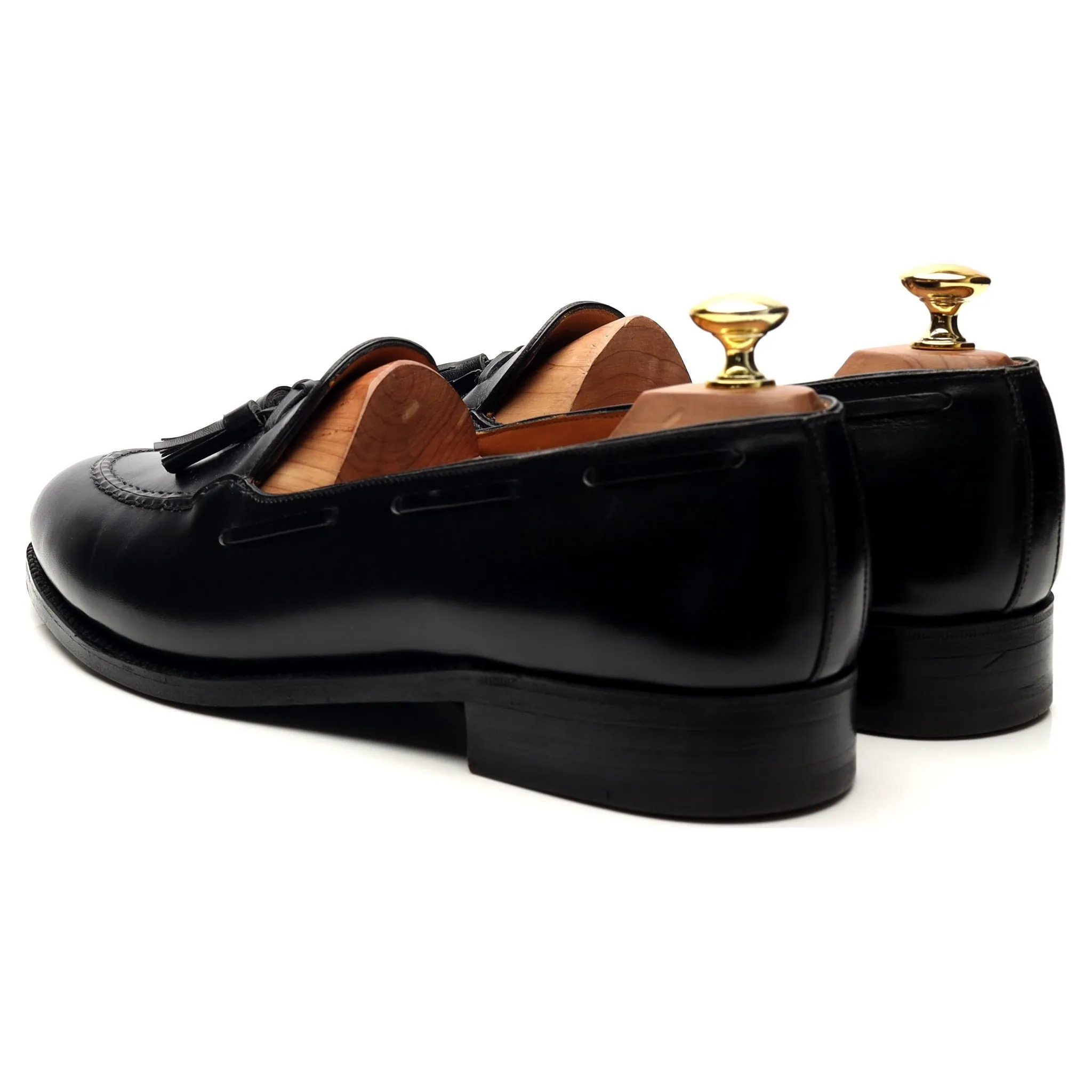 Black Leather Tassel Loafers UK 8.5 D 8