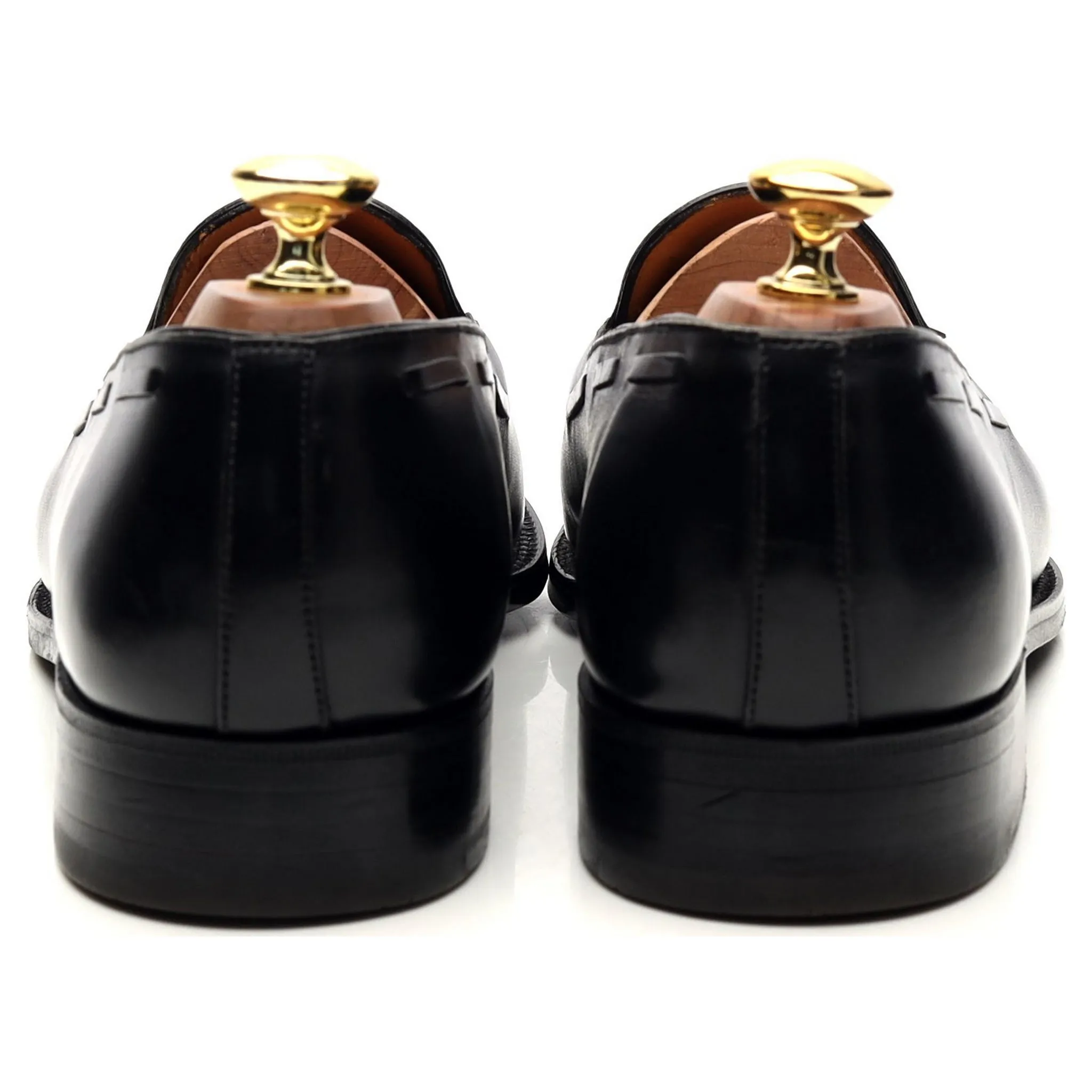 Black Leather Tassel Loafers UK 8.5 D 8