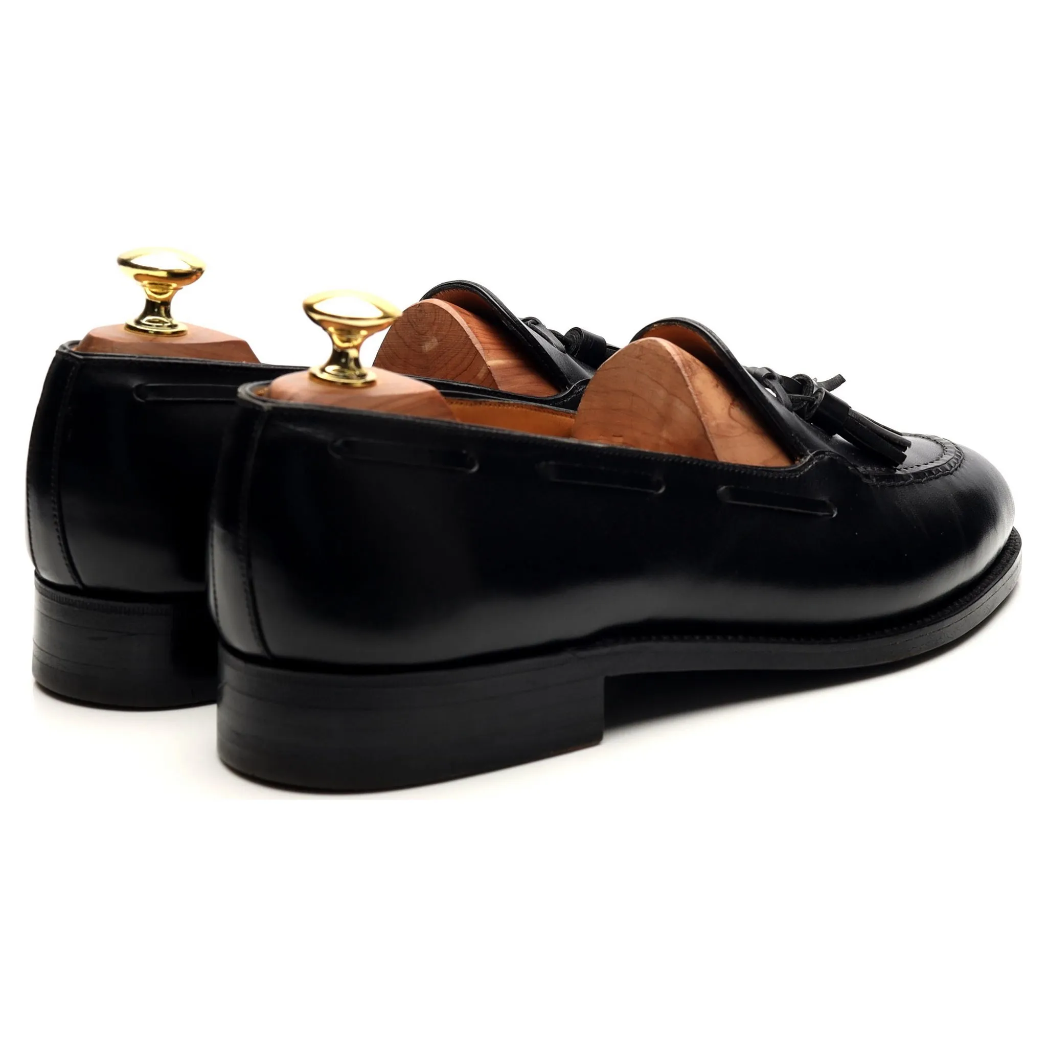 Black Leather Tassel Loafers UK 8.5 D 8